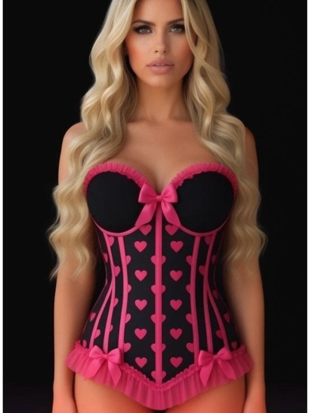 New Daisy Corsets - Size 4XL Lavish Plack and Pink Overbust Corset